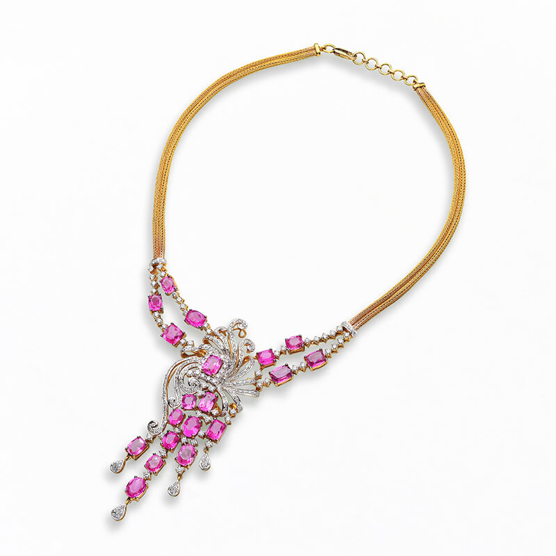 Pink Sapphire & Diamond Necklace